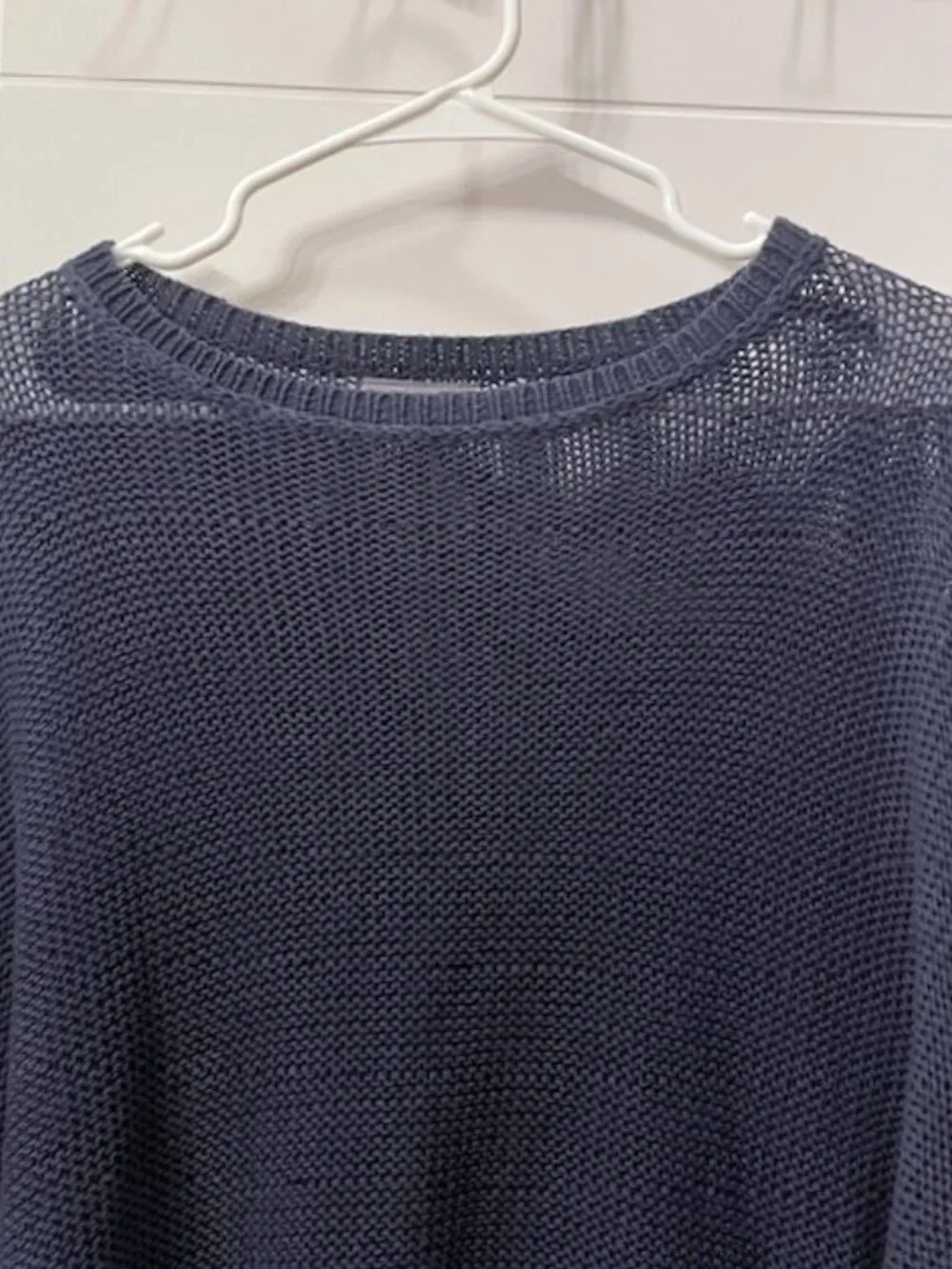Wooden Ships Open Knit Sweater Navy Blue Small/Medium Coastal Beachy Nautical - Picture 3 of 13